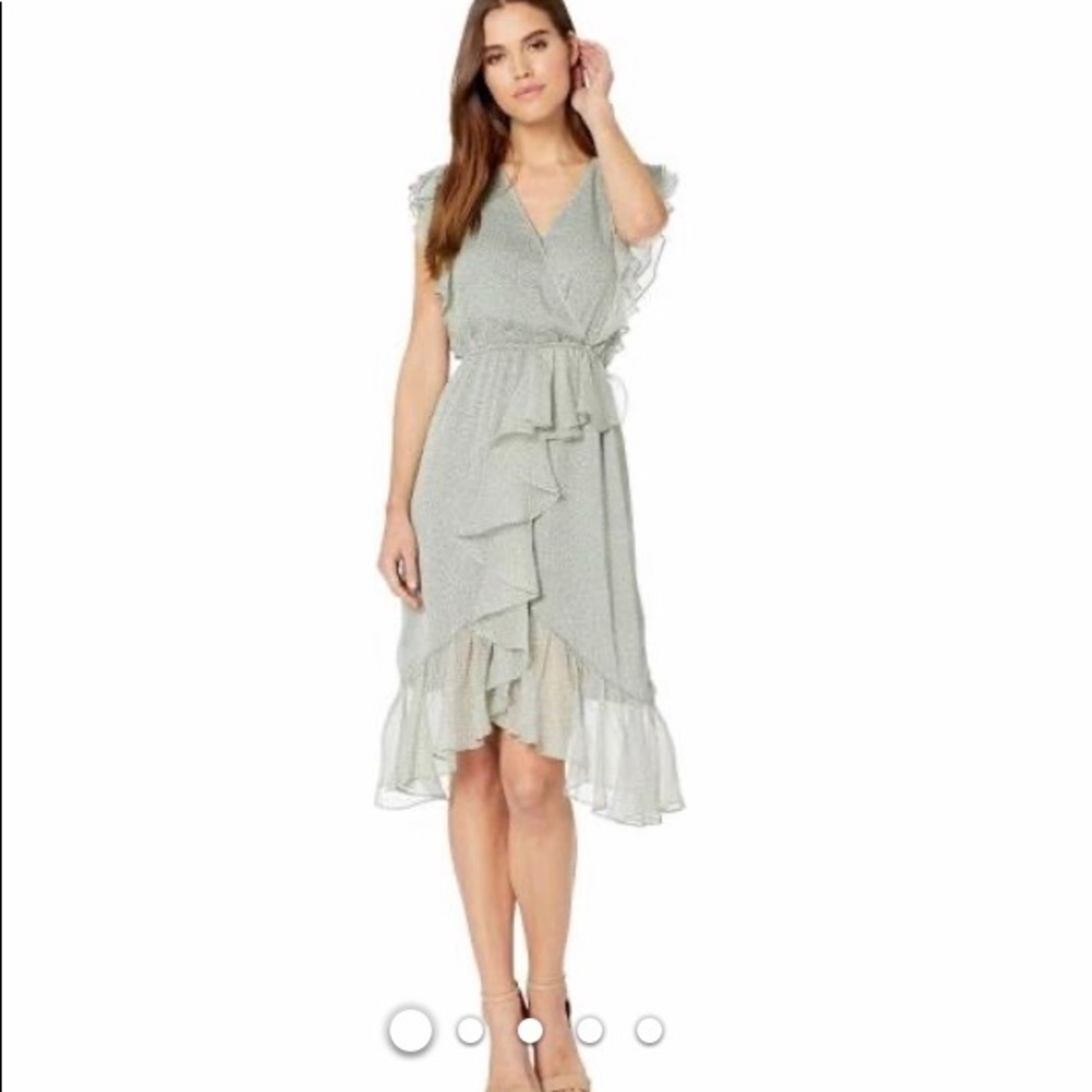 1State High/Low Dress ruffled dress in  Sage and white mosaic size XS NWT